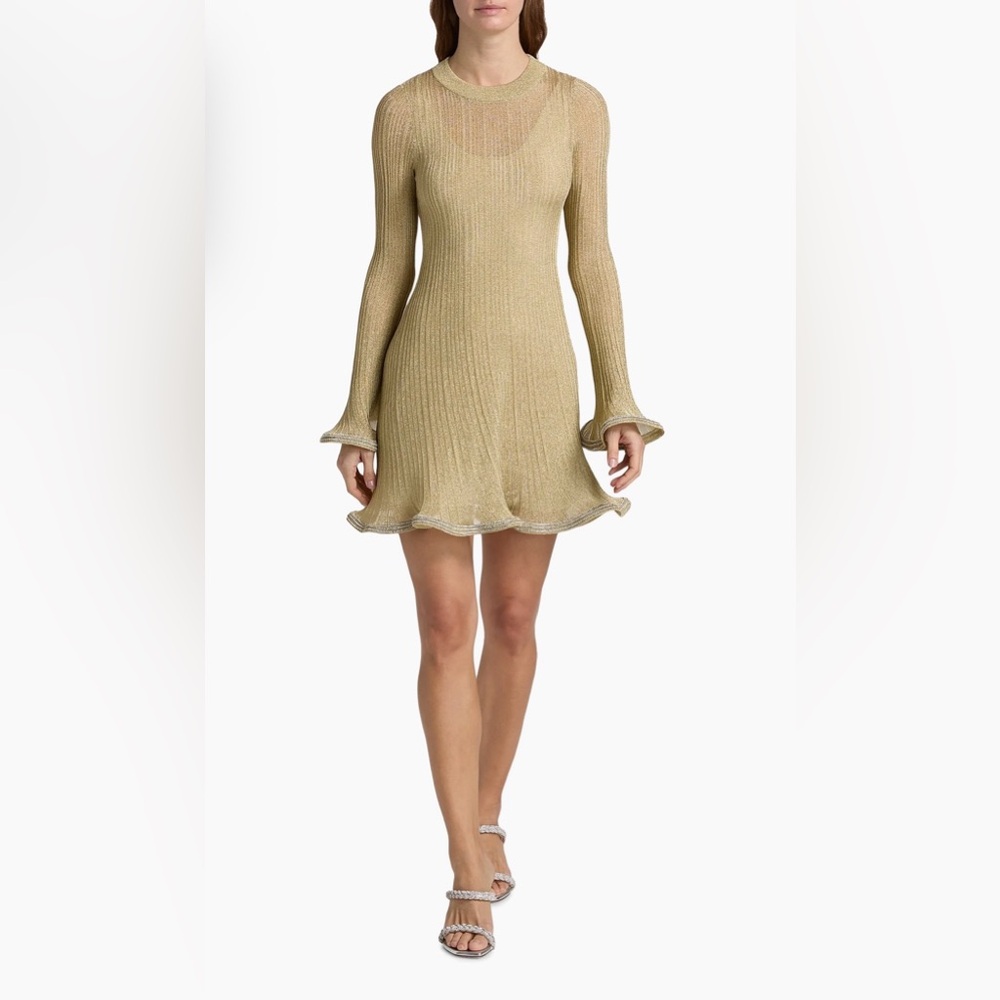 Elegant Gold Long Sleeve Dress